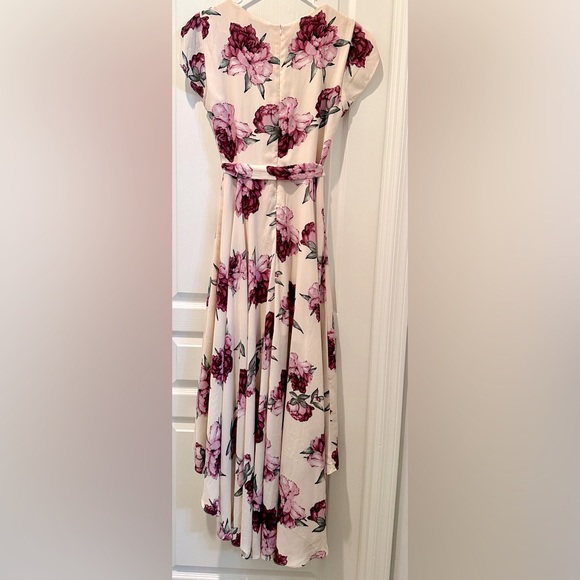 Lulus Flutter Sleeve French Countryside High Low Faux Wrap Dress in Blush Floral - Picture 6 of 10